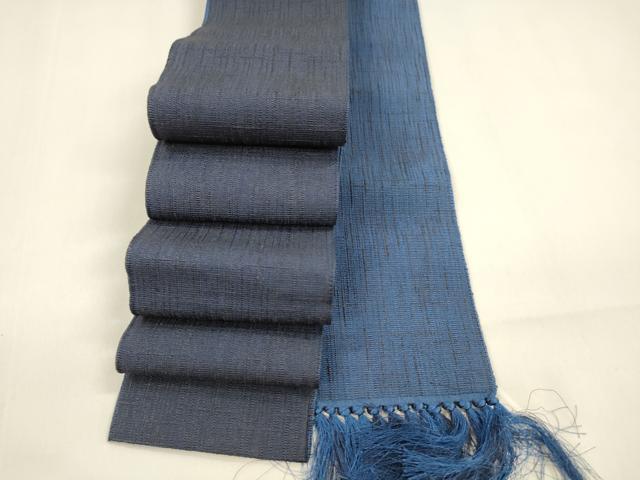 平和屋着物●男性　両面　角帯　鉄紺色　紺瑠璃色　正絹　逸品　DAAZ4148cm