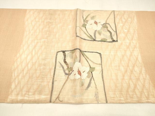平和屋着物▽スリーシーズン　春夏秋　太鼓柄袋帯　すくい織　枝花文　銀糸　正絹　逸品　DAAZ4219cm_4