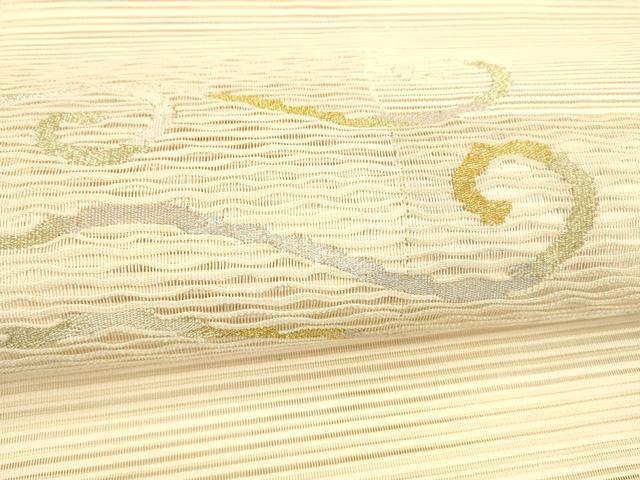 平和屋着物＊夏物　絽綴れ　八寸名古屋帯　流水文　金銀糸　正絹　逸品　DAAZ4228cm 平和屋着物＊夏物 絽綴れ 八寸名古屋帯 流水文 金銀糸 正絹 逸品
