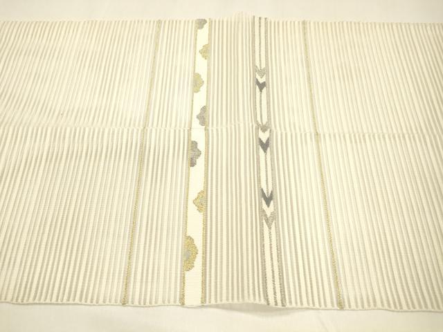 平和屋着物＊夏物 絽綴れ 八寸名古屋帯 横段抽象文 金銀糸 正絹 逸品