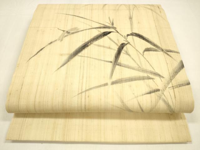 平和屋着物＊夏物　九寸開き名古屋帯　手描き　蜻蛉草葉文　麻　逸品　DAAZ4232cm