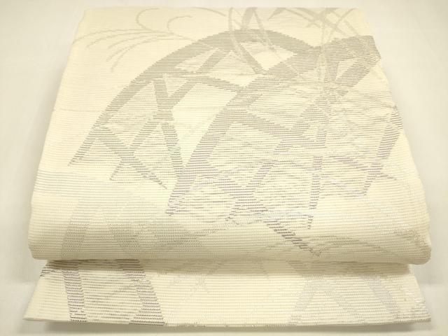 平和屋着物＊夏物　西陣　洛陽織物謹製　六通柄袋帯　籬草葉文　銀糸　証紙付き　正絹　逸品　DAAZ4238cm