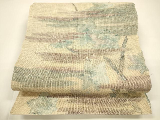 平和屋着物＊夏物　八寸名古屋帯　草葉文　正絹　逸品　DAAZ4248cm