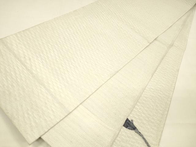 平和屋着物○太鼓柄袋帯 茄子 銀糸 正絹 逸品 DAAZ4251cm