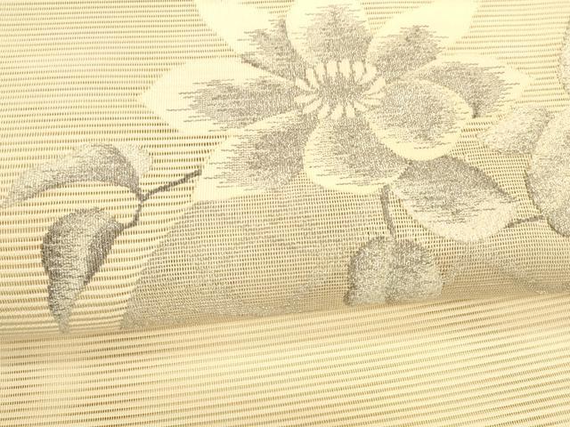 平和屋着物＊夏物　絽綴れ　八寸名古屋帯　草花文　銀糸　正絹　逸品　DAAZ4253cm 平和屋着物＊夏物 絽綴れ 八寸名古屋帯 草花文 銀糸 正絹 逸品