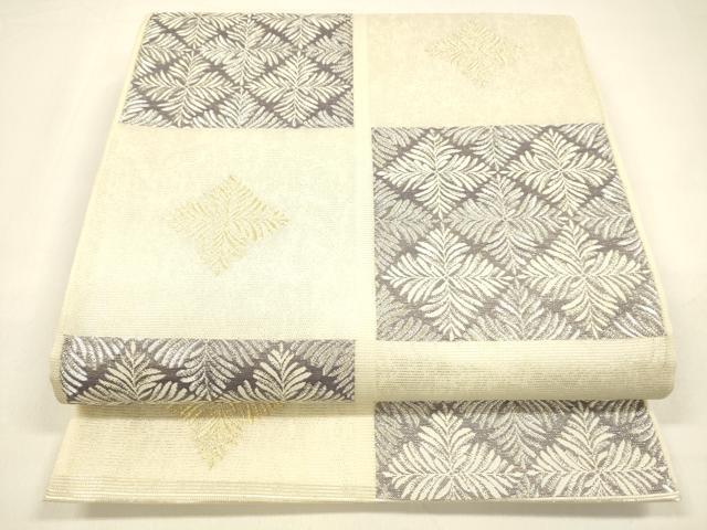 平和屋着物＊夏物　六通柄袋帯　モダン市松　金銀糸　正絹　逸品　DAAZ4271cm