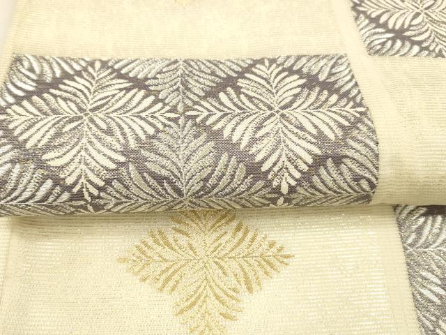 平和屋着物＊夏物　六通柄袋帯　モダン市松　金銀糸　正絹　逸品　DAAZ4271cm 平和屋着物＊夏物 六通柄袋帯 モダン市松 金銀糸 正絹 逸品 DAAZ4271cm