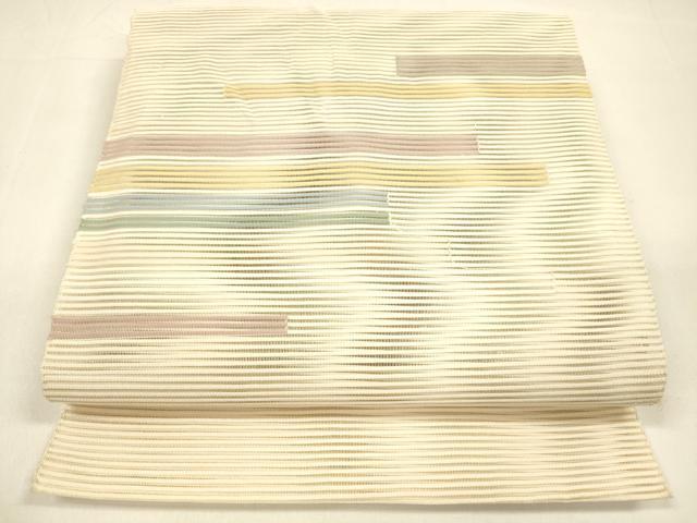 平和屋着物＊夏物　絽綴れ　八寸名古屋帯　横段文　正絹　逸品　DAAZ4276cm