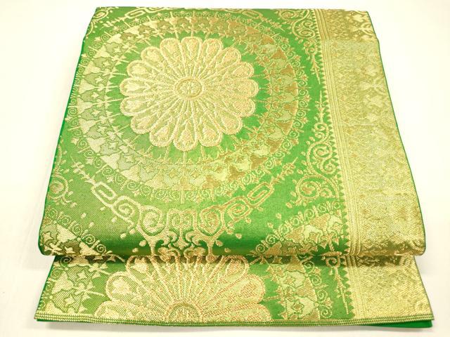 平和屋着物●西陣　川島織物　六通柄　本袋帯　正倉院花文　金糸　正絹　逸品　DAAZ4309cm