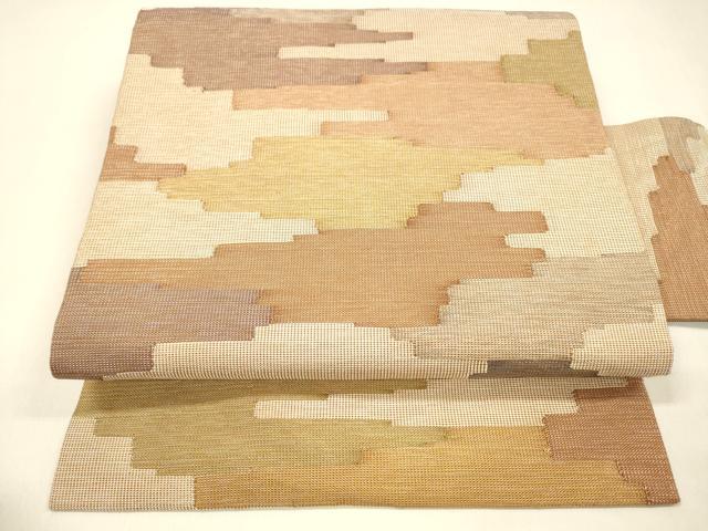 平和屋着物●俵屋　人間国宝　喜多川平朗  有職織物　九寸名古屋帯　霞文　銀糸　正絹　逸品　DAAZ4316cm