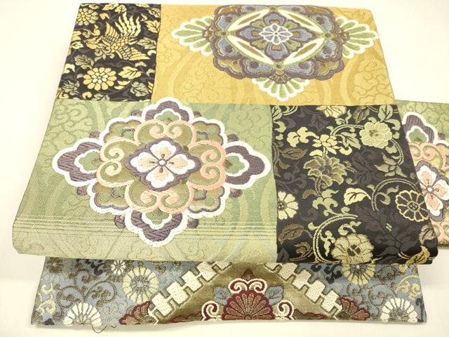 平和屋着物●九寸名古屋帯　富貴秀麗　唐織　鳳凰更紗花唐草文　金糸　正絹　逸品　DAAZ4322cm