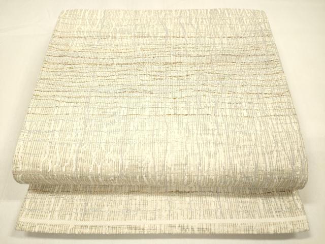 平和屋着物●六通柄袋帯　霞文　金銀糸　正絹　逸品　DAAZ4324cm