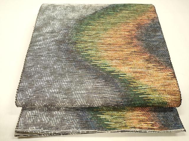 平和屋着物●六通柄袋帯　大島紬美術館　流水文　金銀糸　正絹　逸品　DAAZ4351cm