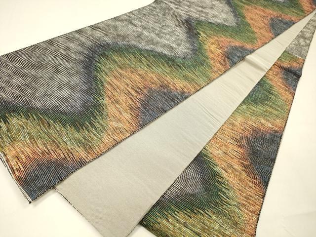 平和屋着物○六通柄袋帯 大島紬美術館 流水文 金銀糸 正絹 逸品