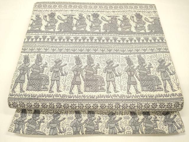 平和屋着物●本場筑前博多織　八寸名古屋帯　壁画文様　正絹　逸品　DAAZ4359cm