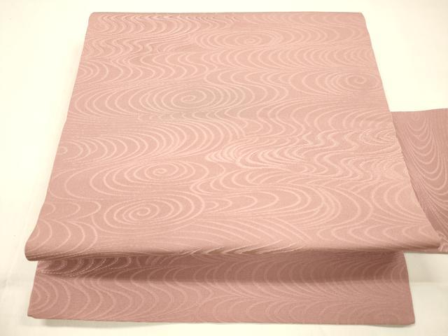 平和屋着物●全通柄九寸名古屋帯　流水地紋　紅梅色　正絹　逸品　DAAZ4363cm