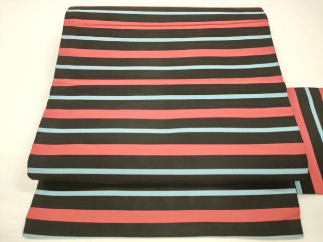 平和屋着物●綴れ　九寸名古屋帯　横段文　正絹　逸品　DAAZ4365cm