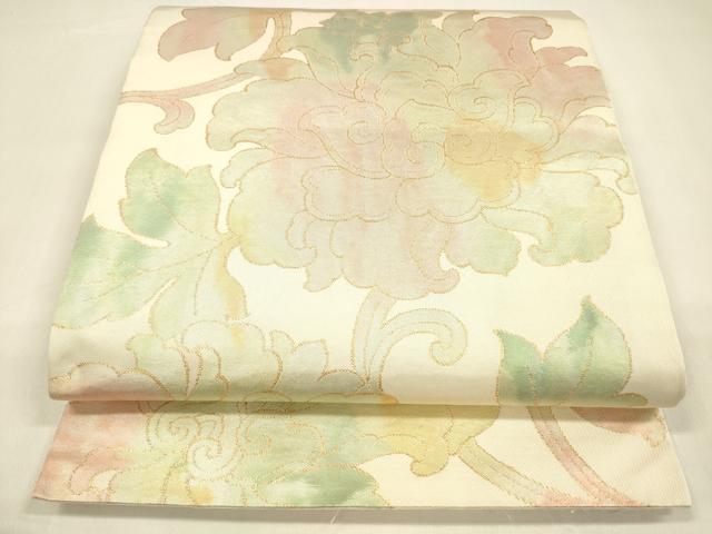 平和屋着物●全通柄袋帯　更紗花唐草文　金糸　正絹　逸品　DAAZ4372cm