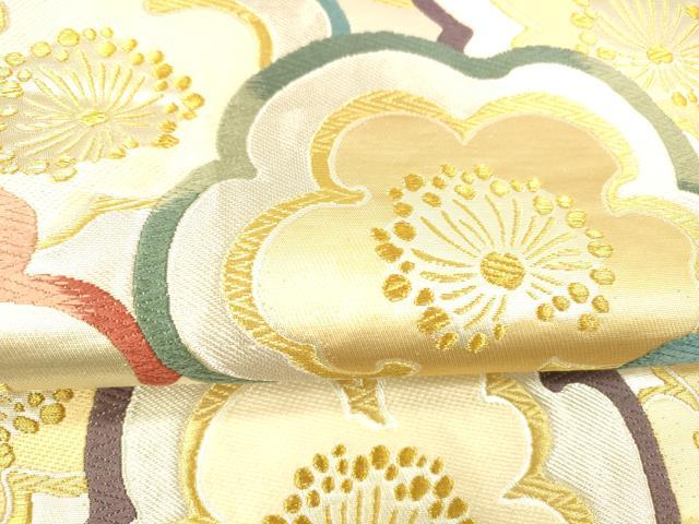 平和屋着物●六通柄袋帯　唐織　舞梅文　金銀糸　正絹　逸品　DAAZ4389cm 平和屋着物○六通柄袋帯 唐織 舞梅文 金銀糸 正絹 逸品