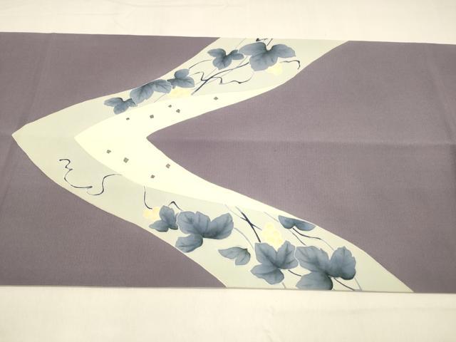 平和屋着物○塩瀬 九寸開き名古屋帯 友禅 作家物 葡萄蔦の