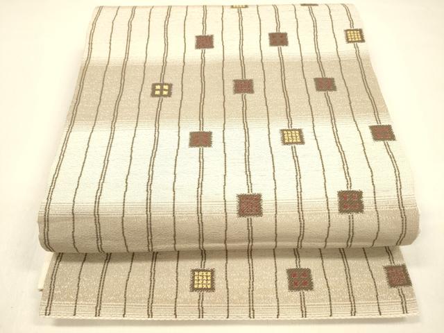 平和屋着物●九寸名古屋帯　幾何学間道　正絹　逸品　DAAZ4451cm