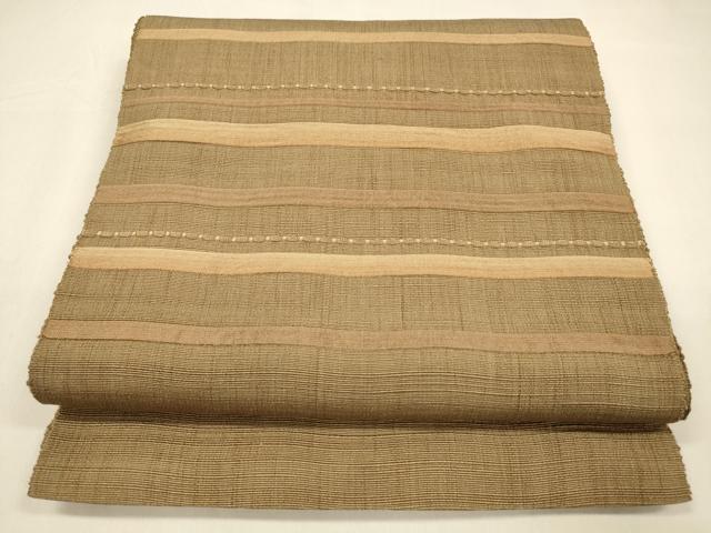 平和屋着物●八寸名古屋帯　紬地　横段文　正絹　逸品　DAAZ4462cm