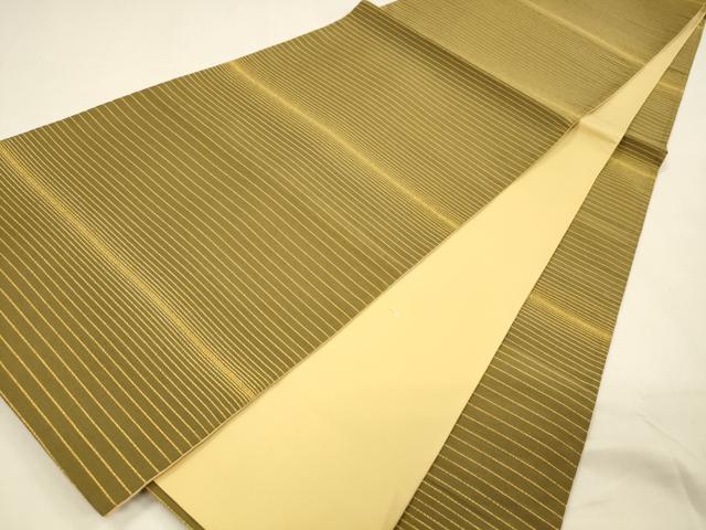 平和屋着物○全通柄袋帯 横段文 金糸 正絹 逸品 DAAZ4481cm