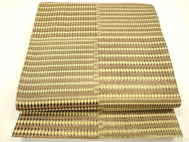 平和屋着物●六通柄袋帯　抽象文様　金糸　正絹　逸品　DAAZ4484cm