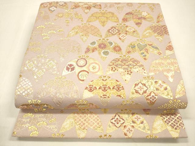 平和屋着物●六通柄袋帯　唐織　宝尽くし草花文　金糸　正絹　逸品　DAAZ4491cm