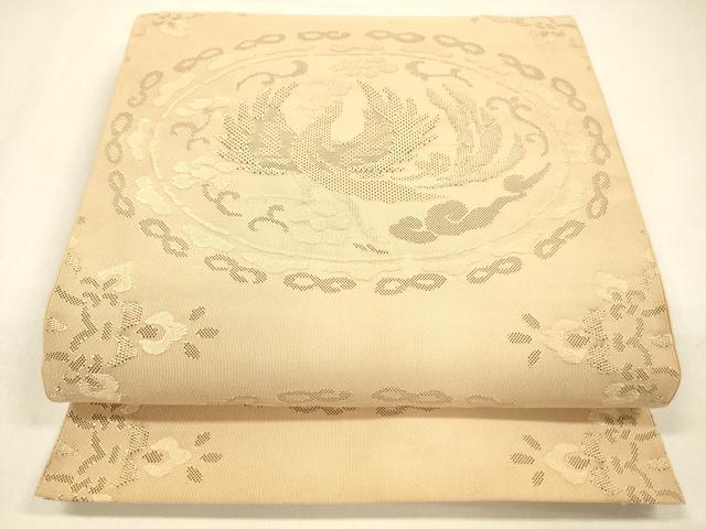 平和屋着物●爪掻き本綴れ　八寸名古屋帯　鳳凰花文　正絹　逸品　DAAZ4502cm