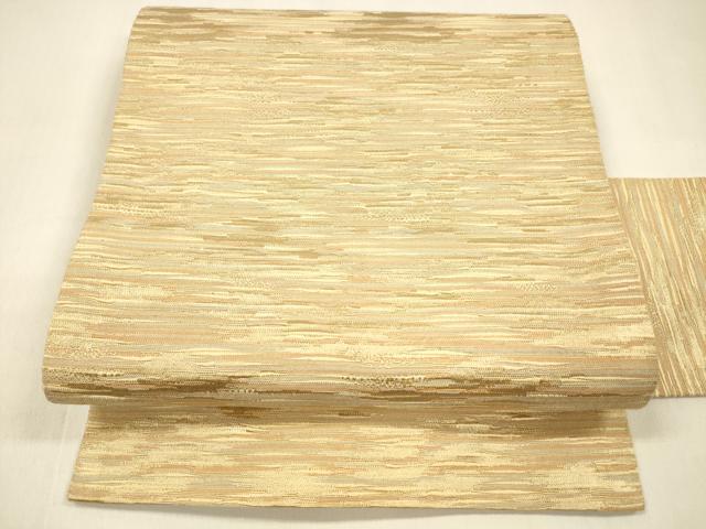 平和屋着物●九寸名古屋帯　紬地　霞文　金糸　正絹　逸品　DAAZ4512cm