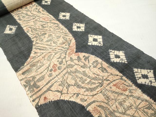 平和屋着物○染織の名門 しょうざん 生紬 名古屋帯 反物 草花文 逸品