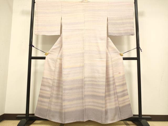 平和屋着物●訪問着　作家物　霞　草花地紋　正絹　逸品　DAAZ5042du