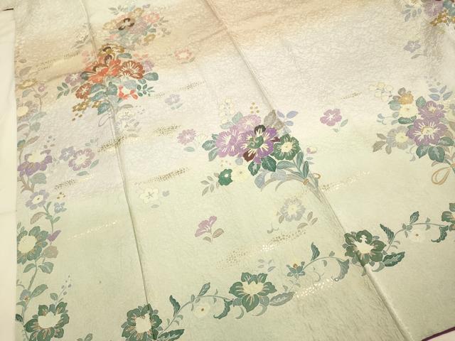 平和屋着物○訪問着 草花文 金彩 正絹 逸品 DAAZ5107du 付け下げ