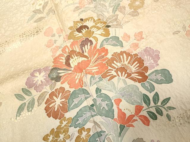 平和屋着物○訪問着 草花文 金彩 正絹 逸品 DAAZ5107du 付け下げ