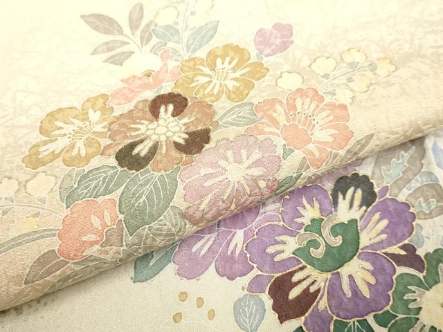 平和屋着物●訪問着　草花文　金彩　正絹　逸品　DAAZ5107du 平和屋着物○訪問着 草花文 金彩 正絹 逸品 DAAZ5107du 付け下げ