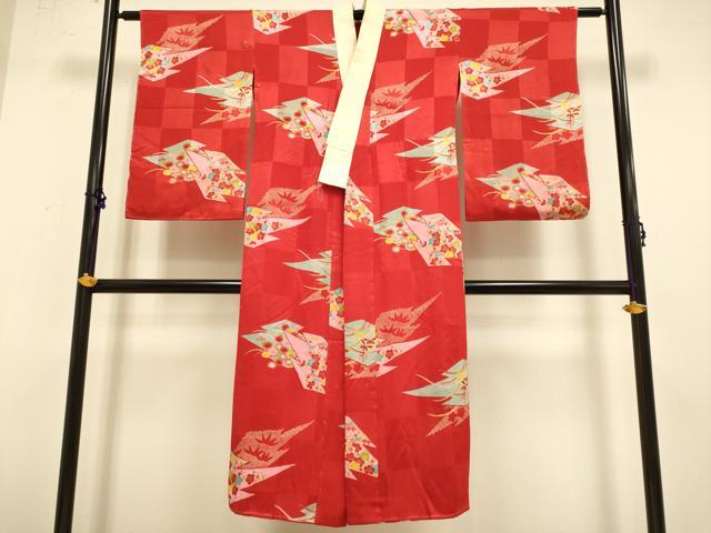 平和屋着物●アンティーク　大正ロマン　長襦袢　袷　松皮菱花文　正絹　逸品　DAAZ5110du