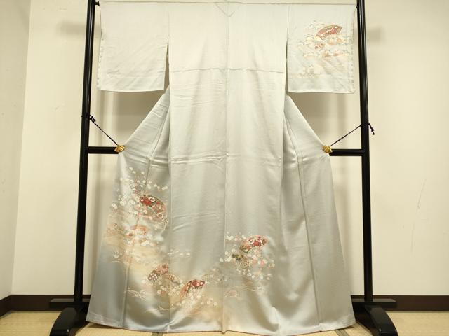 平和屋着物●訪問着　扇面宝尽くし花文　暈し染め　金銀彩　正絹　逸品　未使用　DAAZ5129du