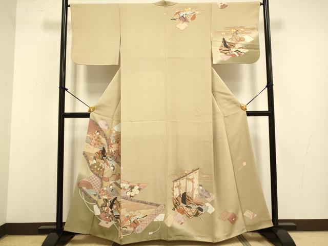 平和屋着物●訪問着　作家物　絵巻人物花文　暈し染め　金彩　正絹　逸品　DAAZ5232du