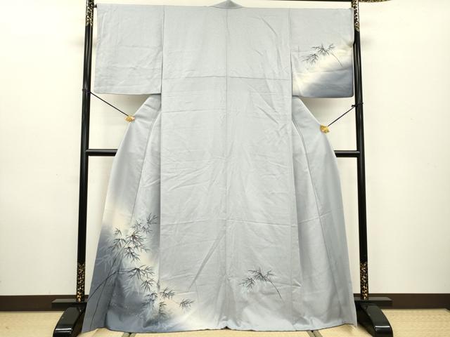 平和屋着物●訪問着　手描き　笹竹　銀彩　正絹　逸品　DAAZ6037fe