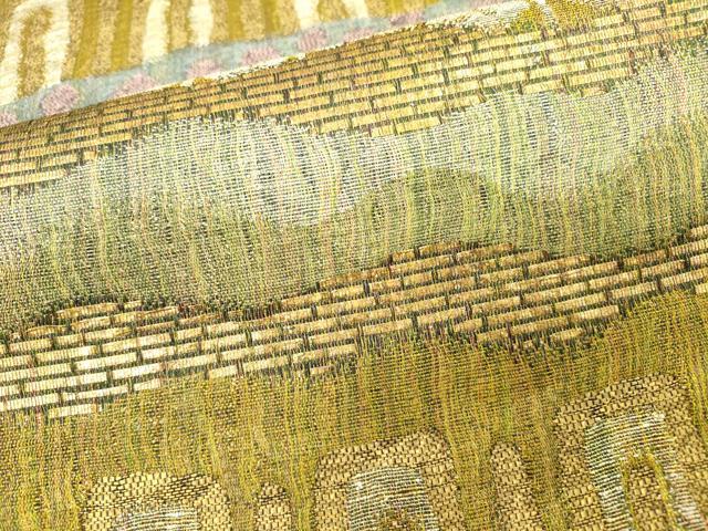 平和屋着物▽六通柄袋帯　スリーシーズン　春夏秋　櫛織　紙布　幾何学文様　金糸　正絹　逸品　DAAZ6959fe_3