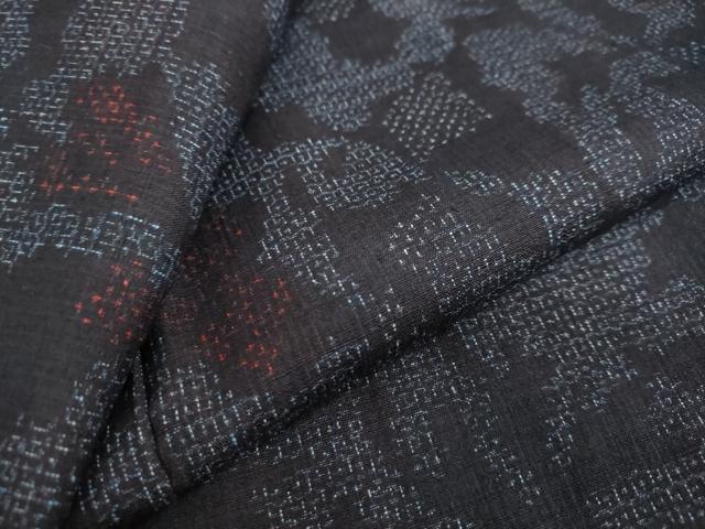 平和屋着物●結城紬　80亀甲　草花文　正絹　逸品　DAAZ7004ud