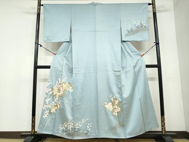 平和屋着物●京友禅作家　打越勇二　訪問着　草花文　金彩　正絹　逸品　DAAZ7013ud