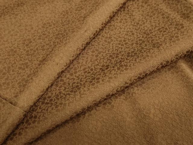 平和屋着物●染色作家　斉藤三才　色無地　草花地紋　黒茶色　正絹　逸品　DAAZ7099ud