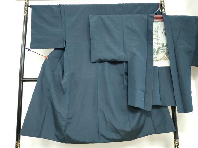 平和屋着物●男性　お召　アンサンブル　褐返色　正絹　逸品　DAAZ7112ud