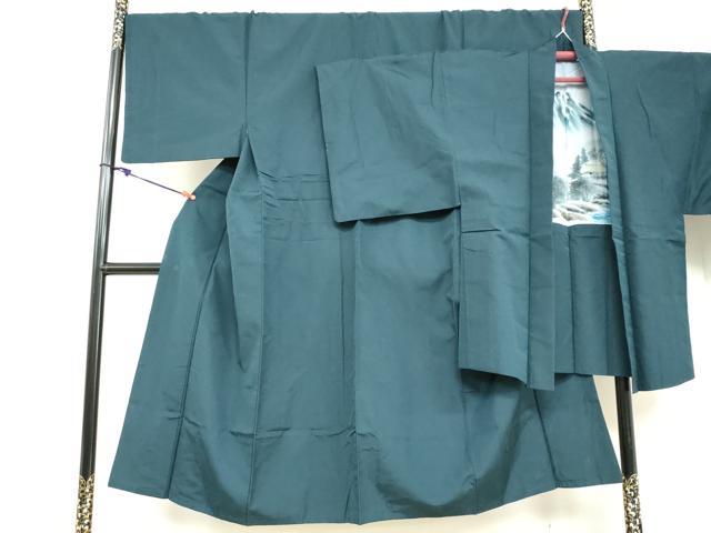 平和屋着物●男性　色無地　アンサンブル　長羽織　百入茶色　お召縮緬　キングサイズ　正絹　逸品　DAAZ7143ud