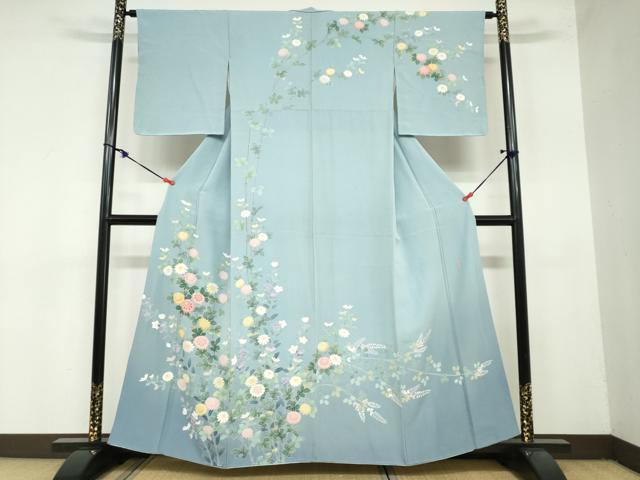平和屋着物●訪問着　友禅　作家物　草花文　暈し染め　正絹　逸品　DAAZ7148ud