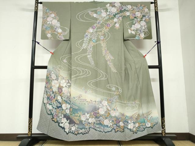平和屋着物●訪問着　絞り　辻が花　暈し染め　金彩　正絹　逸品　DAAZ7180ud