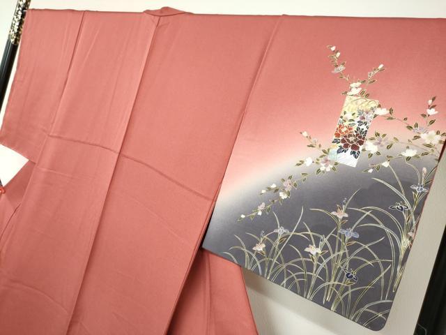 平和屋着物●訪問着　短冊草花文　暈し染め　金彩　さが美扱い　正絹　逸品　未使用　DAAZ7183ud 平和屋着物○訪問着 短冊草花文 暈し染め 金彩 さが美扱い 正絹 逸品