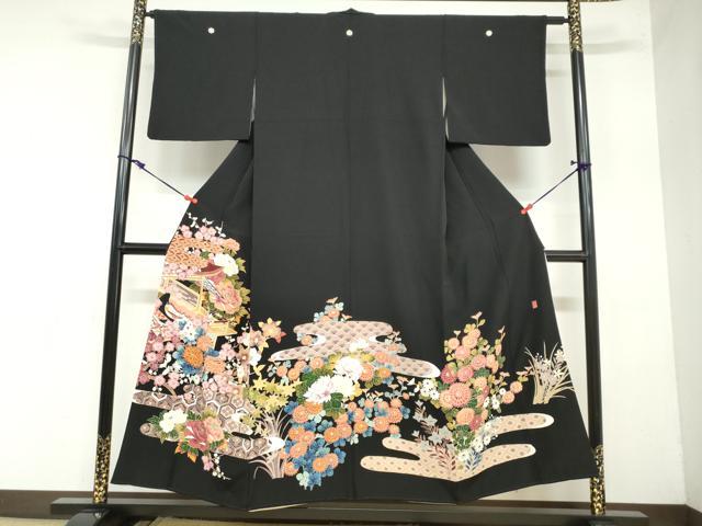 平和屋着物●本加賀友禅作家　土田外男　黒留袖　平安女人草花文　正絹　逸品　DAAZ7247ud